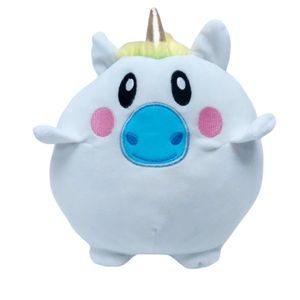 Nanco White 6 Inch Unicorn Squisy Plush With Rainbow Hair